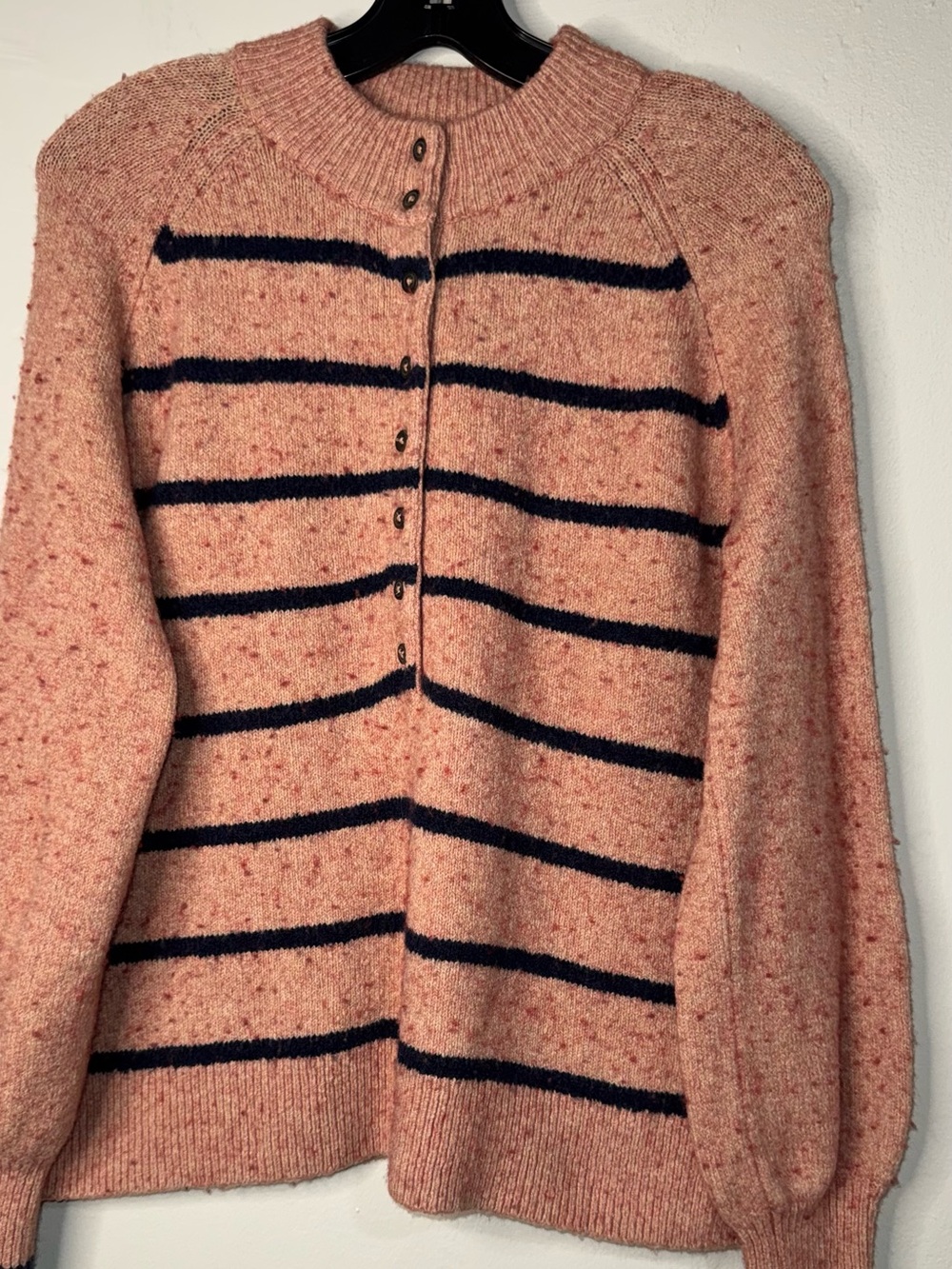 Madewell Pink and Navy Striped Crewneck Sweater - Picture 4 of 11